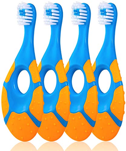 Farber Baby | Toddler Toothbrush (4 Pack) – Extra Soft Bristles, BPA Free, Soothing Teething Nub Ring Handle, 0-2 Years…