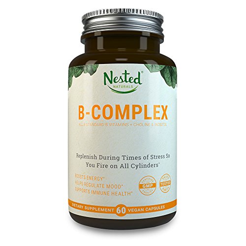 All 8 B-Complex Vitamins Plus Choline & Inositol | 60 Vegan Capsules | High Potency Multi B Vitamin with Pure Methyl B12, Folic Acid 400mcg | Best B-Vitamins Complex Supplement for Men & Women