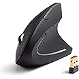 Anker 2.4G Wireless Vertical Ergonomic Optical Mouse, 800 / 1200 /1600 DPI, 5 Buttons for Laptop, Desktop, PC, Macbook - Blac