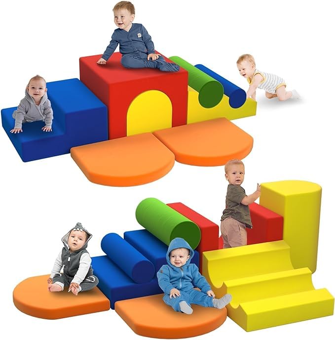 Photo 1 of Yaofala Toddler Climbing Toys Indoor, 8-Piece Colourful Foam Climbing Blocks for Toddlers, Soft Play Climbing for Toddlers, Inside Crawling & Sliding Foam Climbing Play Blocks for Toddlers