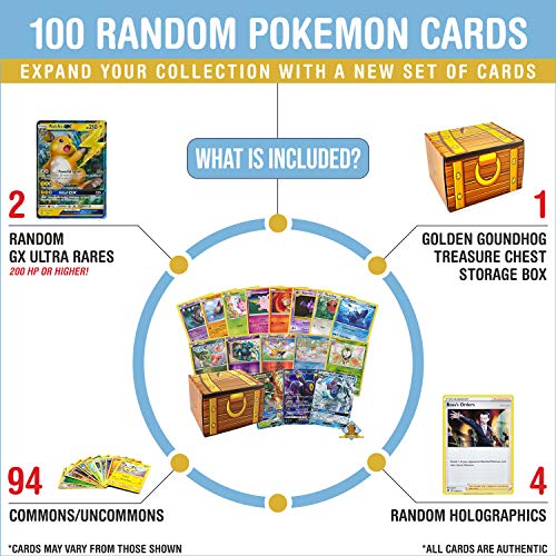 100 Assorted Pokemon Cards - 2 GX Ultra Rare Cards (200 HP or Higher ...