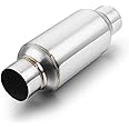 A-KARCK 2.5" Inlet Exhaust Resonator, 2.5" Inlet 2.5" Outlet 11.5" Overall Length Muffler Resonator Stainless Steel Polished