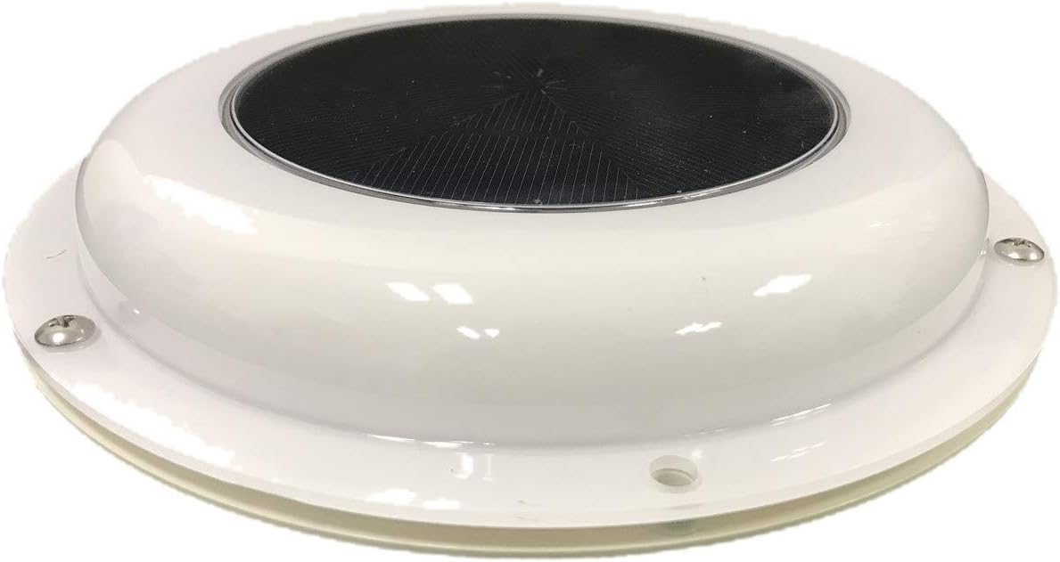 SOLATEK Solar Ventilation Fan with Battery for Boat, Yacht, Air Flow: 1000 cu.ft per Hour, White