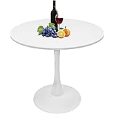 Howhio White Round Dining Table, 24 Inches Tulip Round Kitchen Table, Mid-Century Leisure Table for Small Places, Dining Room