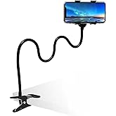 Lakibebie Lazy Bracket Universal 360 Degree Rotation Flexible Long Arms Gooseneck Cell Phone Holder, Adjustable Clamp Clip De