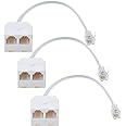 Telephone Splitter, 3-Pack RFAdapter RJ11 Male to Female Two Way Phone Line Splitter Converter Cable