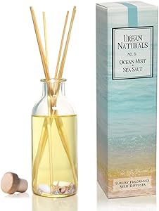 Urban Naturals Reed Diffuser Set | Made with Essential Oils & Real Botanicals | Decorative Air Freshener for Large Rooms | Beautiful Home Décor Makes a Great Gift (Ocean Mist & Sea Salt)