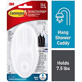 Command BATH19-ES Caddy Hanger, 7.5-Pound Capacity, 7.5 lb, Frosted