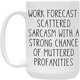 Qiacory Work Forecast Coffee Mug - Funny Coworker Birthday Gift Idea for Him or Her – Present for Boss Employer Bestfriend - 