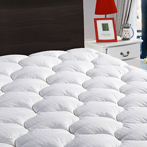 LEISURE TOWN King Mattress Pad Cover Cooling Mattress Topper Cotton Top Pillow Top with Snow Down Alternative Fill (8-21”Fitted Deep Pocket)