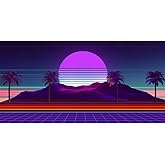 Renaiss 6x3ft Retro Futuristic Cyber World Backdrop Retrowave 1980s Style Digital Landscape Photography Background Highway Pa