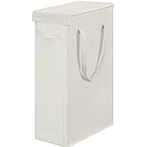 Chrislley 60L Slim Laundry Hamper with Lid Narrow Laundry Basket with Handle Upgrade Foldable Dirty Clothes Hamper Portable S