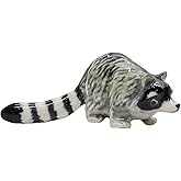 WitnyStore 2⅜" Long Crawling Raccoon Figurine - Miniature Hand Made Painted Ceramic Figurines Small Wild Animals Nocturnal Wi