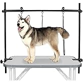 LEIBOU H-Shape Dog Grooming Arm Pet Supplies Grooming Table Arm with 3 Noose and Clamp Heavy Duty Aluminum Alloy Frame with 3