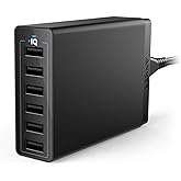 Anker Charger, 60W 6 Port Charging Station, PowerPort 6 Multi USB Charger for iPhone 15/Pro/Pro Max/14/13, iPad Pro/Air/Mini,