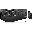 Perixx Periduo-605, Wireless Ergonomic Split Keyboard and Vertical Mouse Combo, Adjustable Palm Rest and Membrane Low Profile