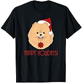 Yappy Holidays Cute Christmas Pomeranian T-Shirt