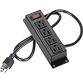 Wall Mount Power Outlet Strip, 4 Outlet Mountable Power Strip with Switch, 3ft Cord Under Desk Power Strip for Office/Industr