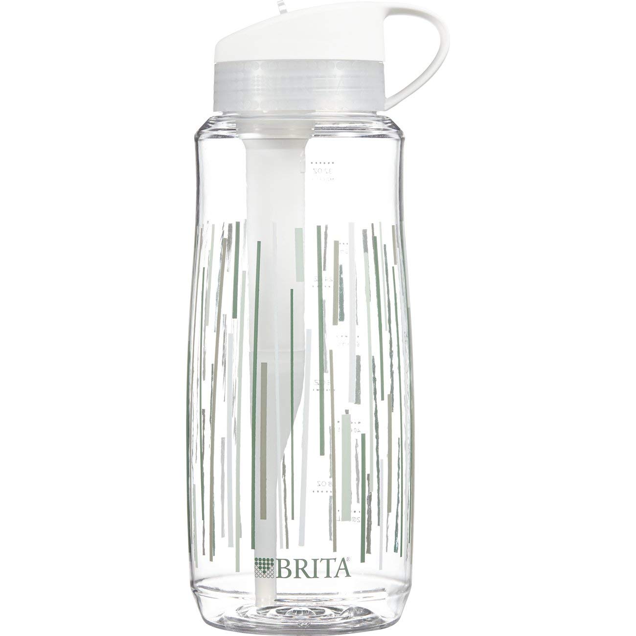 Brita Hard Sided Water Filter Bottle, 34-Ounce, Clear