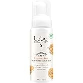 Babo Botanicals Sensitive Baby Fragrance-Free Newborn Foam Wash - Gentle Formula - Oat, Shea & Cocoa Butter - EWG Verified - 