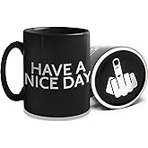 Funny Coffee Mug for Men and Women - Have A Nice Day Coffee Mug Middle Finger Bottom | Funny White Elephant Gifts for Adults 