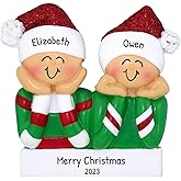 Personalized Couple Ornaments 2024 - Couple in Christmas Sweater Ornaments Our First Christmas Together Ornament 2024 Holiday