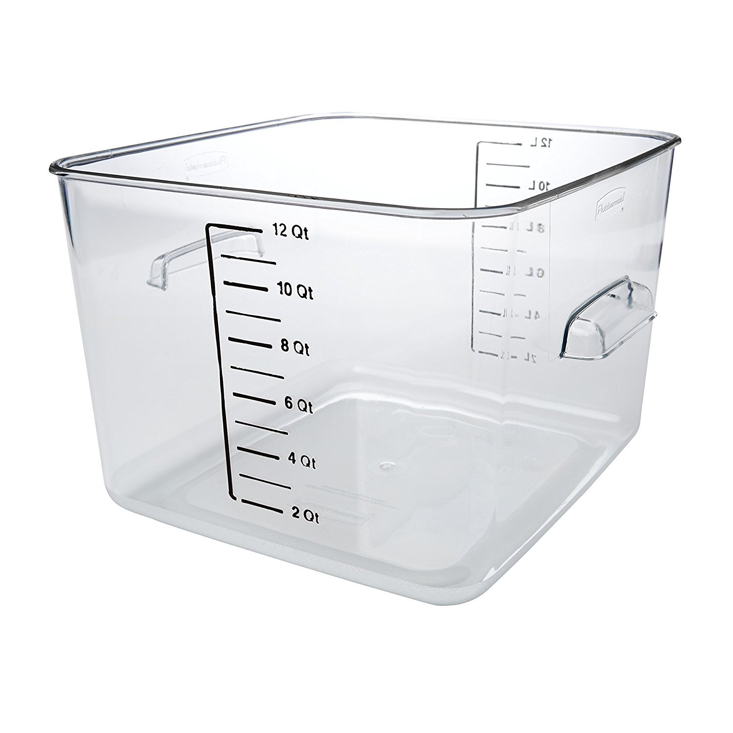 Rubbermaid Commercial Products Plastic Space Saving Square Food Storage Container for Kitchen/Sous Vide/Food Prep, 12 Quart, Clear (FG631200CLR)