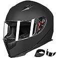 ILM Full Face Motorcycle Street Bike Helmet with Removable Winter Neck Scarf + 2 Visors DOT Model-JK313