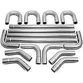 DNA MOTORING ZTL-30RAW 16 Pcs 3 Inches Mild Steel DIY Custom Mandrel Exhaust Pipe Straight & U Bend Tube Kit,Universal Fit