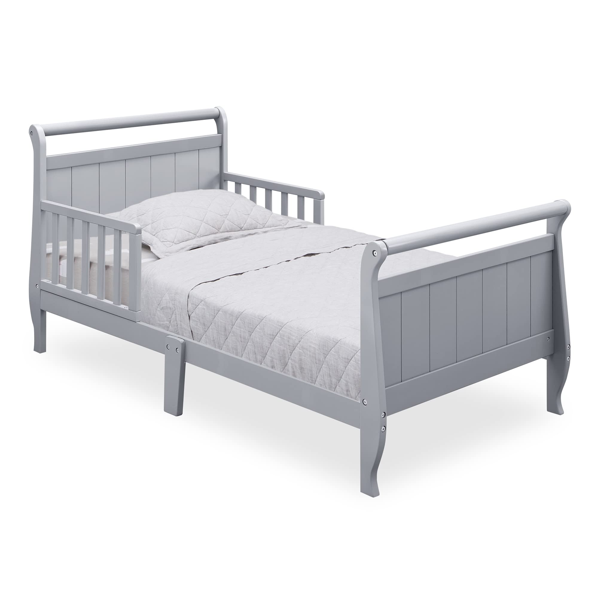 Photo 1 of Delta Children Wood Sleigh Toddler Bed, Grey, Crib