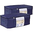 VEAMOR Comforter Storage Bags Pack of 2,Pillow Beddings/Blanket Clothes Organizer Storage Containers with Zippers,Breathable 