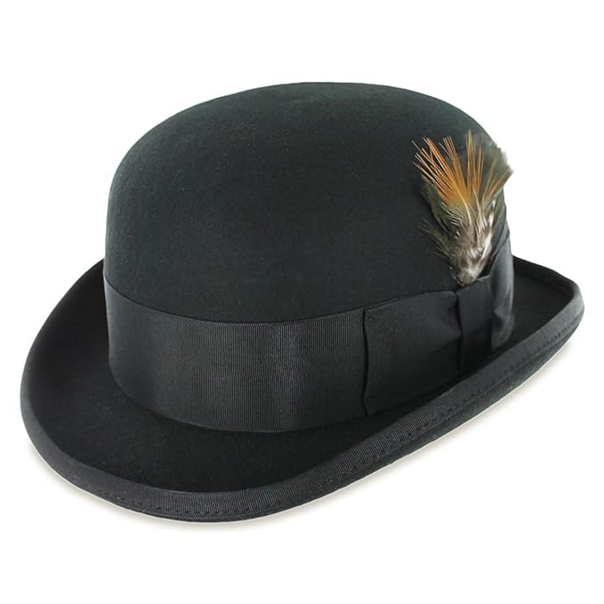 1920s Men’s Costumes: Gatsby, Gangster, Peaky Blinders, Mafia Belfry Wool Felt Derby Bowler Hat in Black or Gray  AT vintagedancer.com