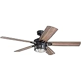 Honeywell Ceiling Fans Bonterra Modern 52 Inch Ceiling Fan with Light, Remote Control Fan, LED Indoor Fan with 5 Blades, Brow