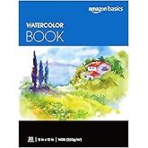 Amazon Basics Watercolor Pad, 9"x12", 140 lb. / 300 gsm, 30 Sheets