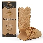 Bake Choice 200pcs Natural Mini Tulip Cupcake Liners for Baking Cups, Unbleached, Greaseproof EU Parchment paper, Mini Tulip 