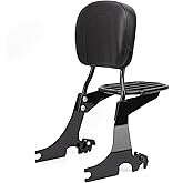 MoKitDora Sportster Backrest Passenger Sissy Bar with Luggage Rack Compatible with Harley 2004-Later XL Iron 1200 883, Black