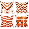 All Smiles Outdoor Pillow Covers Fall Patio Orange Throw Pillow Covers 18x18 Fall Decor Boho Furniture Pillow Cases Decorativ