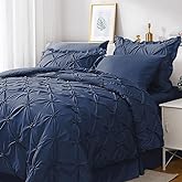 JOLLYVOGUE Queen Comforter Set 7 Pieces, Navy Blue Bed in a Bag Comforter Set for Bedroom, Bedding Comforter Sets with Comfor