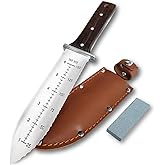 gonicc Professional Hori Hori Garden Knife with Leather Sheath, Protective Handguard, High polished 440 Stainless Steel Blade