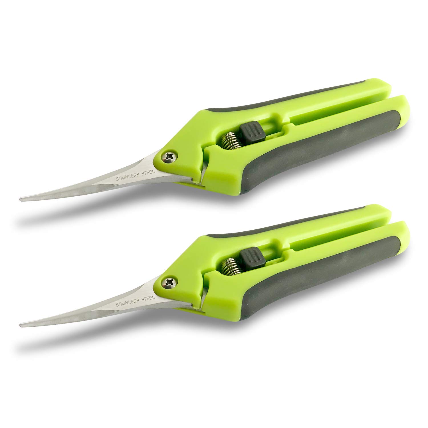 CastleGreens 2-Pack 6.5" Curved-Tip Blade Garden Pruning Shears with Lock, Stainless Steel Gardening Bonsai Pruner Scissors Clipper