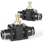 TAILONZ PNEUMATIC SCF-1/4 Air Flow Control Valve with Push-to-Connect Fitting, in-Line Speed Controller Union Straight - 1/4 