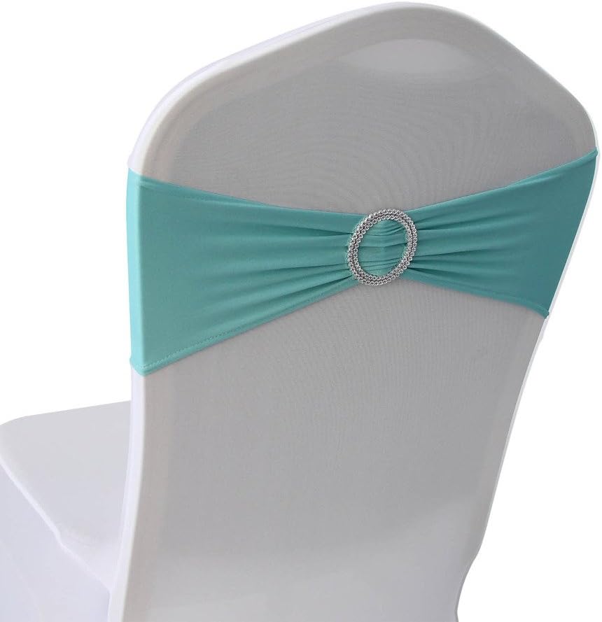 Tiffany Blue Spandex Chair Bands Sashes With Buckle - 50 pcs Wedding ...