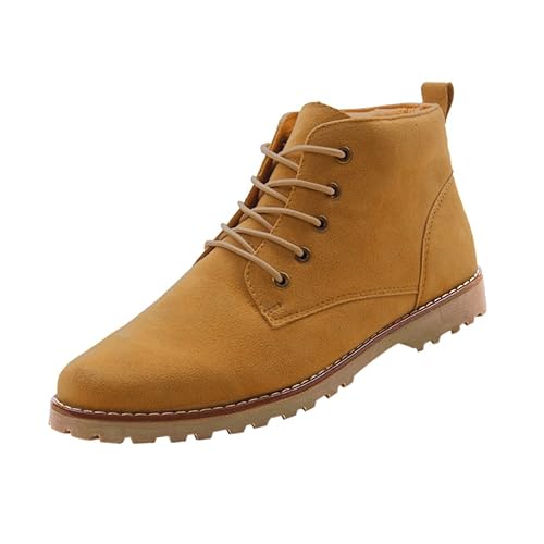 Gleader Nueva moda britanicos para hombre Casual de encaje gamuza Botines Mocasines Zapatillas de deporte Amarillo