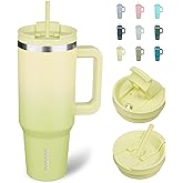 BJPKPK Tumbler With Handle And Straw 40oz Insulated Tumbler Cups With Lid Stainless Steel Travel Coffee Mug,Lime