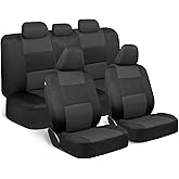 BDK PolyPro Car Seat Covers Full Set in Charcoal on Black – Front and Rear Split Bench for Cars, Easy to Install Cover Set, A