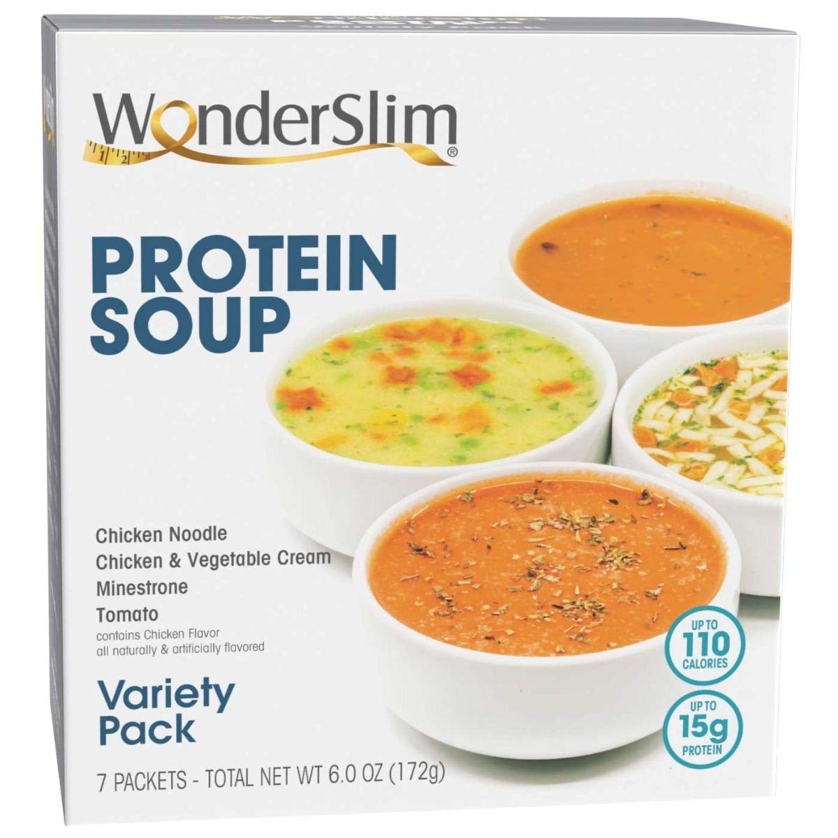 WonderSlim Low-Carb Diet High Protein Soup Mix - Variety Pack (7 Servings) - Low Carb, Low Calorie, Low Fat Soup