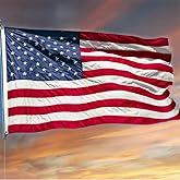 Freefy American Flag 5x8 ft- Embroidered Stars,Sewn Stripes,Durable and Long Lasting Nylon,3 solid brass grommets,Perfect for