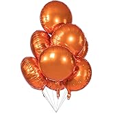 MIJIE 30 Orange Mylar Balloons 18 Inch Round Self-Sealing Foil Balloons Helium Balloons for Graduation Halloween Thanksgiving