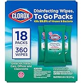 Clorox Disinfecting On The Go Travel Wipes, Fresh Scent, 20 Count, Pack of 18-360 Wipes Total