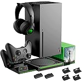 GAMFAMI Vertical Stand Compatible with Xbox Series X Console, Dual Charging Station with 2 Rechargeable Battery for Xbox Seri